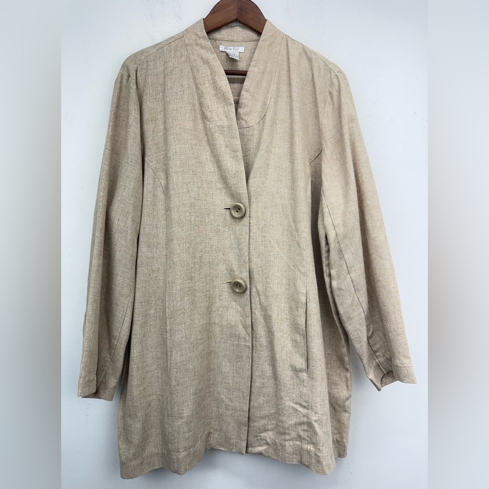 Gillian Grey size XL Women’s Beige Linen Blend Lagenlook Button Up Jacket